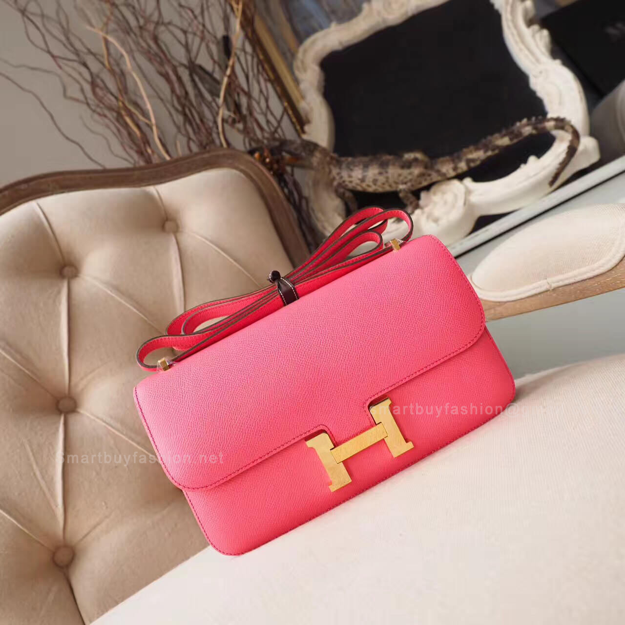 Hermes Constance Elan 25 Bag in 8w Rose Azalee Epsom GHW